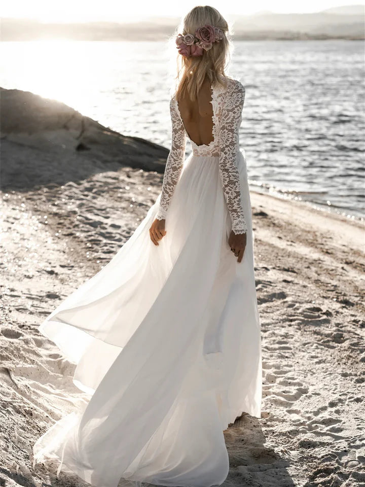 Wholesale A-Line/Princess Scoop Floor-Length Wedding Dress